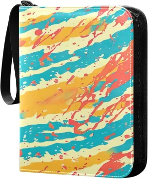 Colorful Prints Collectible Trading Card Albums,4-Pocket Card Binder with 50 Removable Sleeves with Zipper Game Card Collection Binder Album Holder