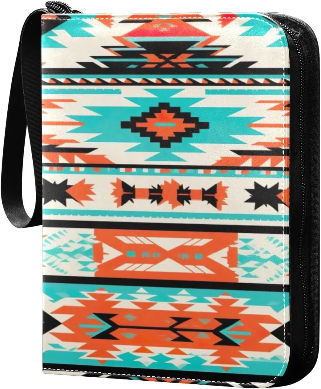 Colorful Tribal Art Collectible Trading Card Albums,4-Pocket Card Binder with 50 Removable Sleeves with Zipper Game Card Collection Binder Album Holder