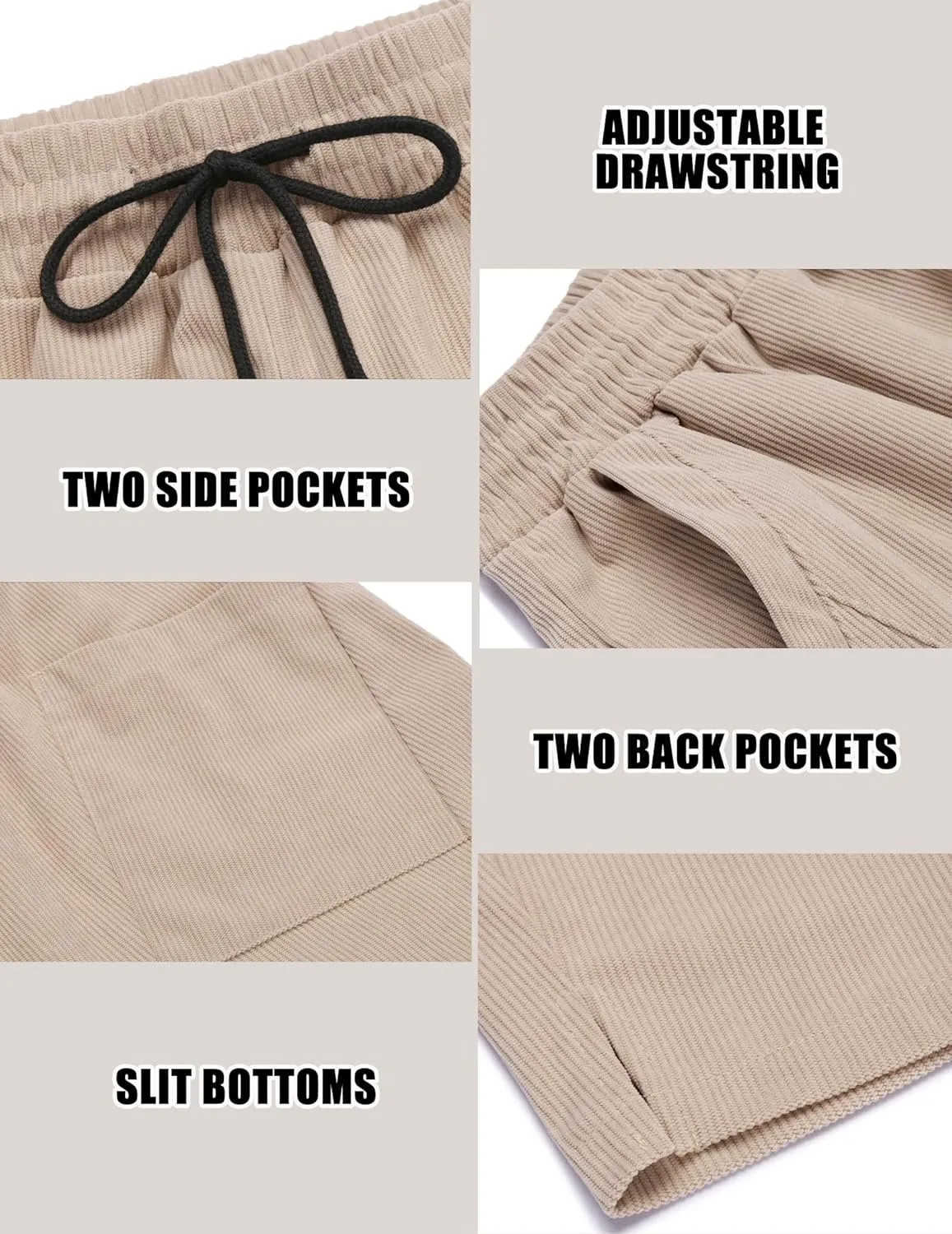 COOFANDY Men's Corduroy Pants Elastic Waist Drawstring Harem Pants Fashion Loose Casual Long Trousers with 4 Pockets