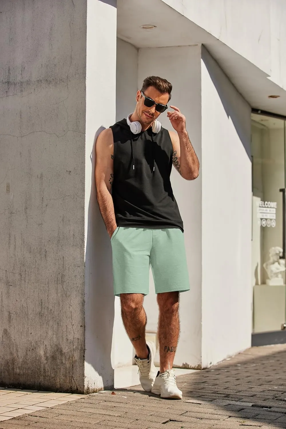 COOFANDY Men's Sweat Shorts 7 Inch Athletic Workout Shorts 2 Pack Casual Lounge Joggers Short Pants with Pockets