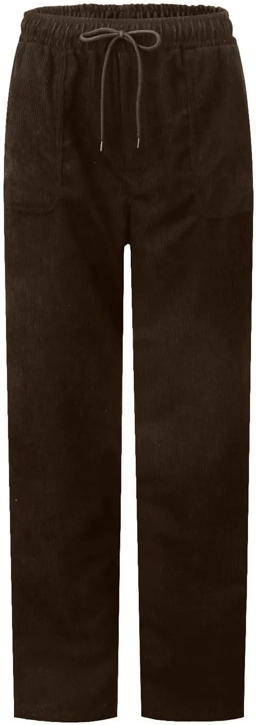 Corduroy Pants Women High Waisted Elastic Trendy Wide Leg Trousers Pants Casual Drawstring Loose Pants 2024 Fall