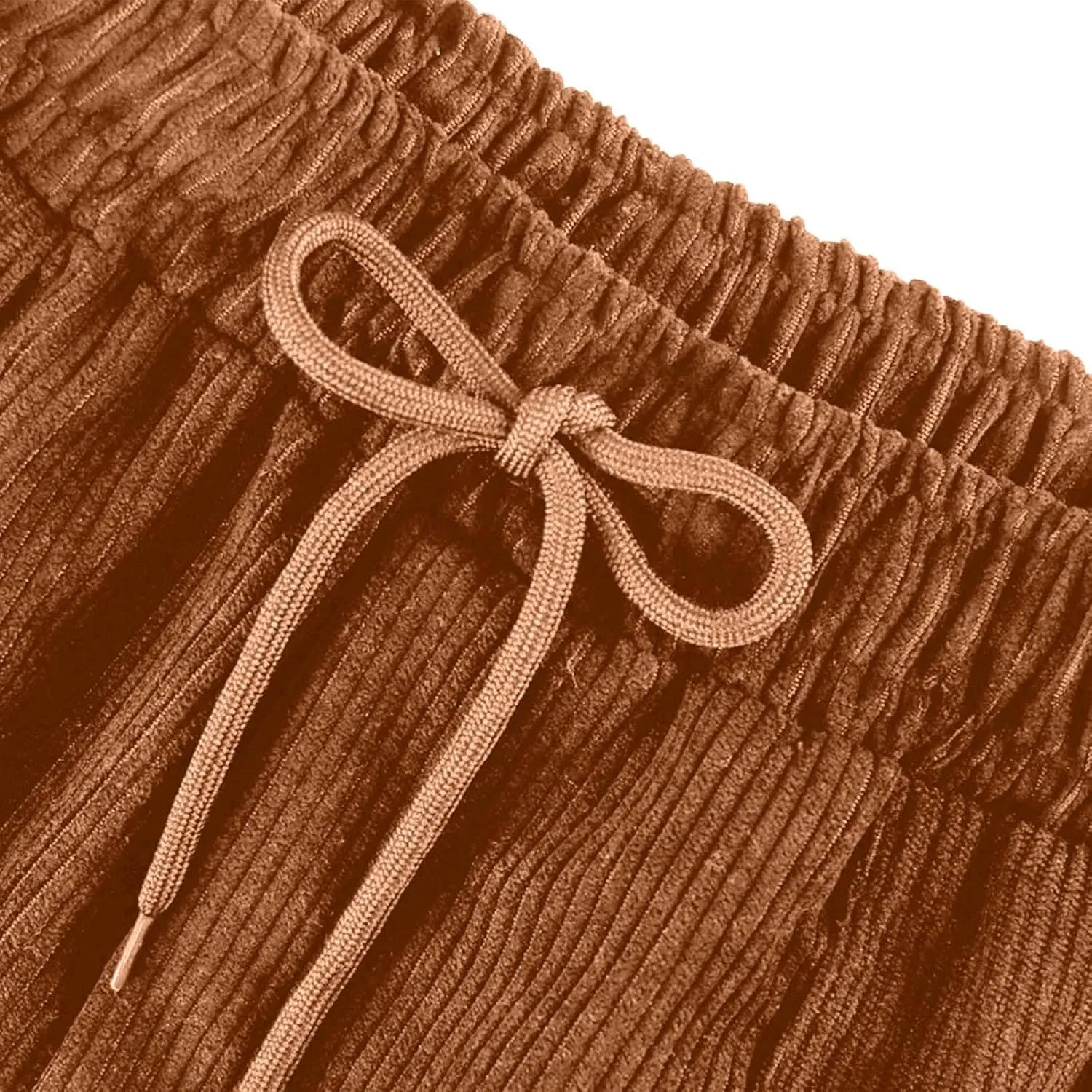 Corduroy Pants Women High Waisted Elastic Trendy Wide Leg Trousers Pants Casual Drawstring Loose Pants 2024 Fall