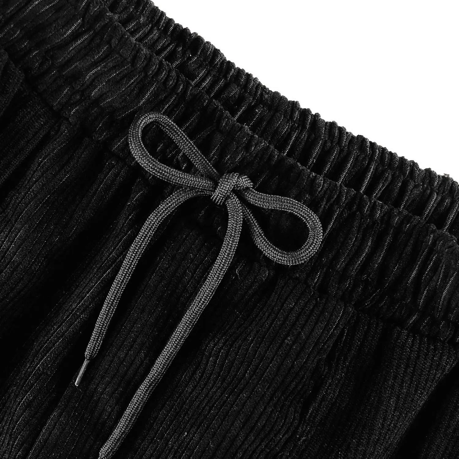 Corduroy Pants Women High Waisted Elastic Trendy Wide Leg Trousers Pants Casual Drawstring Loose Pants 2024 Fall