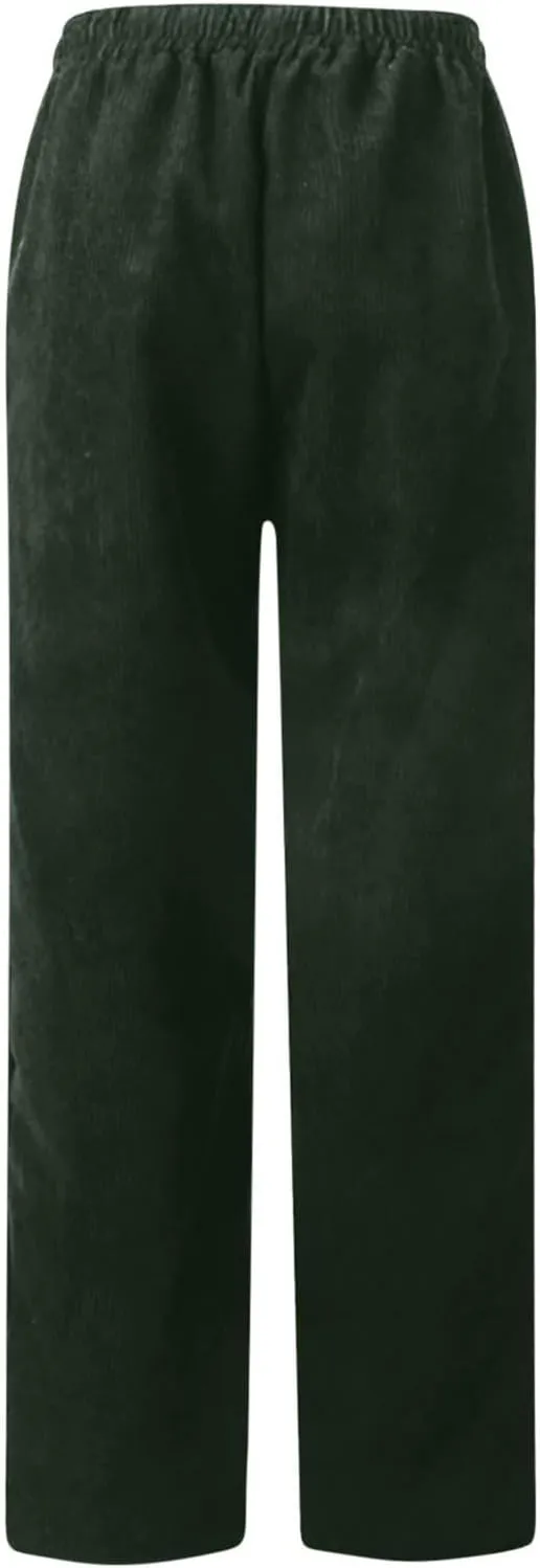 Corduroy Pants Women High Waisted Elastic Trendy Wide Leg Trousers Pants Casual Drawstring Loose Pants 2024 Fall