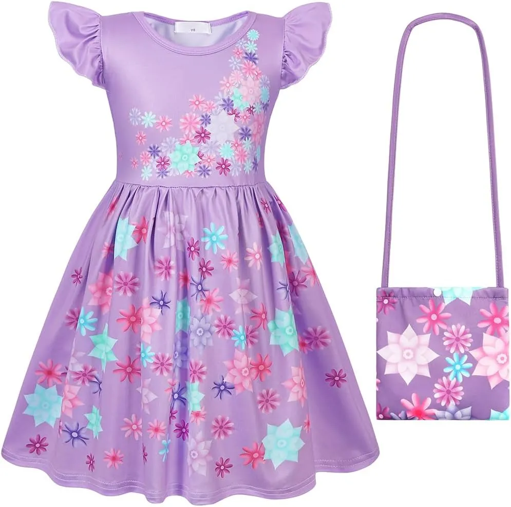 COTRIO Madrigal Family Mirabel Dress Isabella Dress Up Luisa Costume for Girls Halloween Cosplay Outfits Princess Dresses