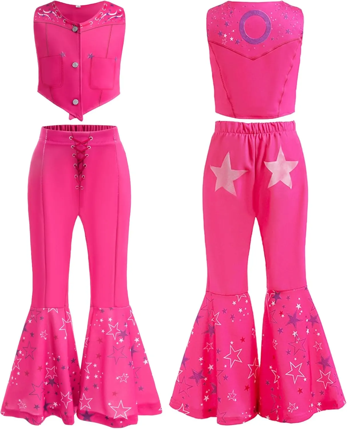 Cowgirl Costume Girls Disco Outfits Movie role Dress Up Set with Scarf Handbag For Halloween Birthday Cosplay Party