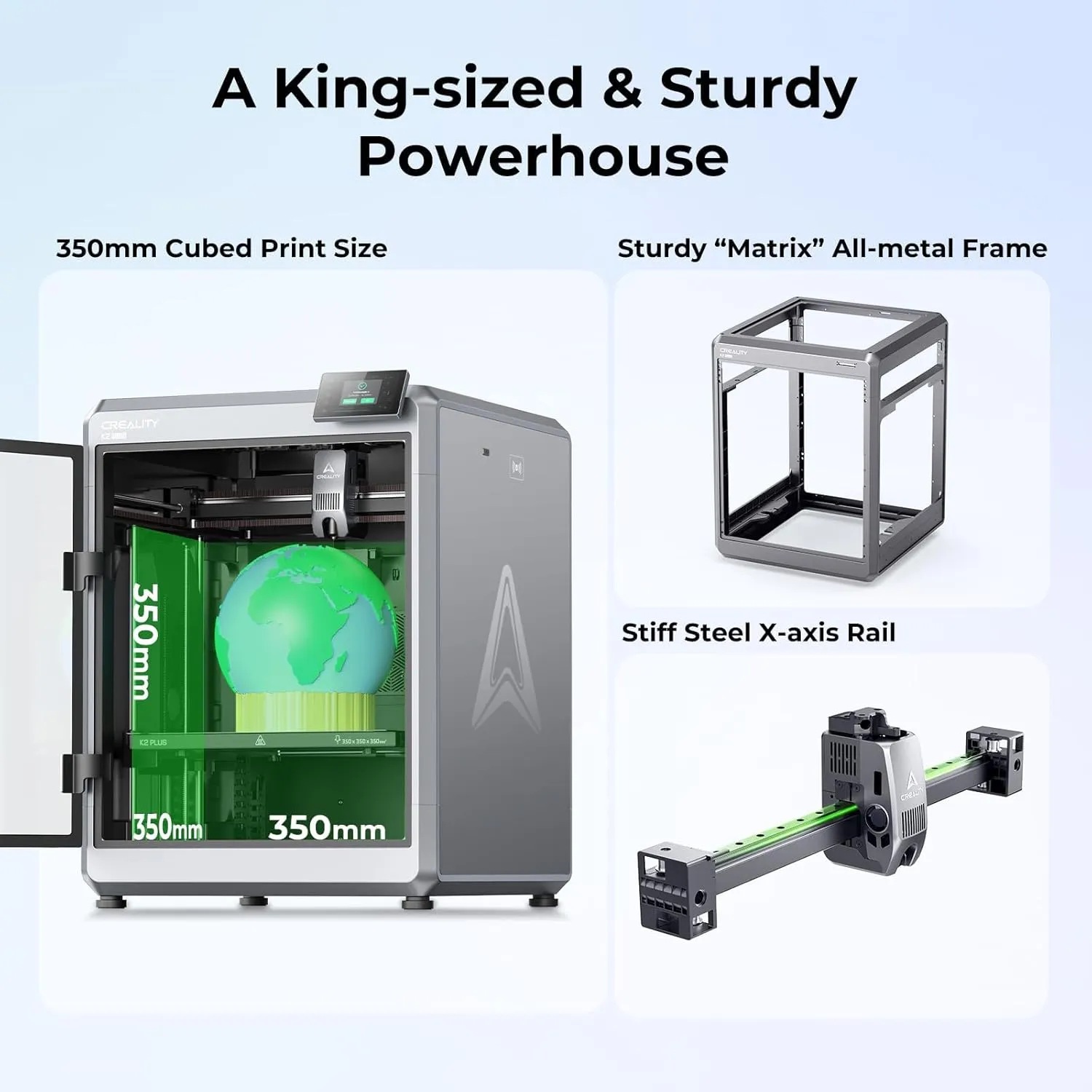 Creality K2 Plus 3D Printer, Support Multi Color Printing Needs CFS, Max 600mm/s Fast Printing, Dual AI Cameras, Full-auto Leveling, Ready-to-Use FDM 3D Printers, Large Build Volume 350x350x350mm