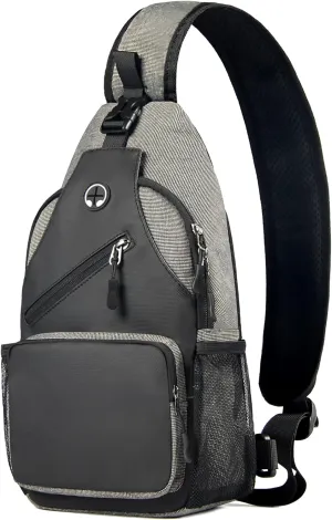 Crossbody Sling Bag for Men with Adjustable Shoulder Strap Shoulder Backpack Chest Bag Travel Hiking Daypacks-Black Grey