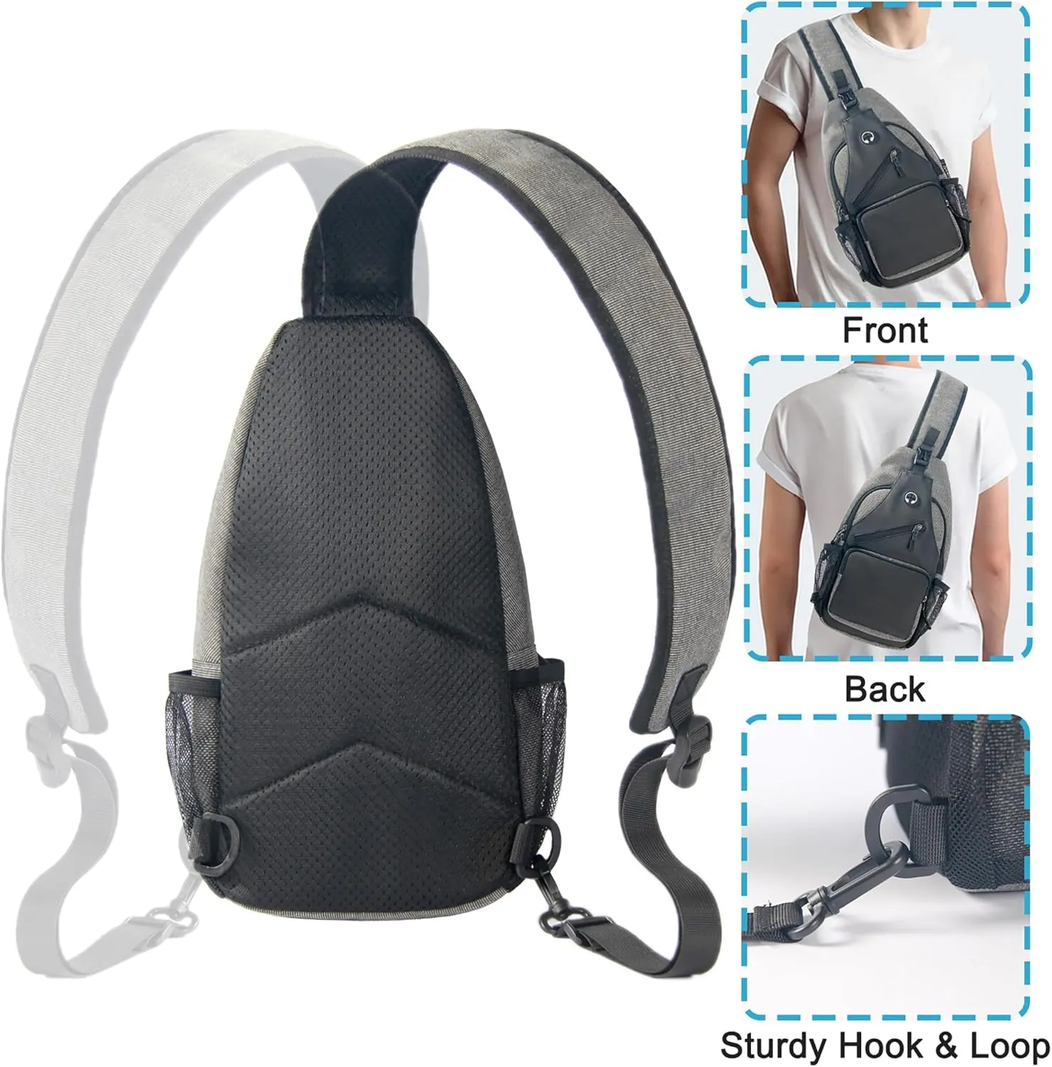 Crossbody Sling Bag for Men with Adjustable Shoulder Strap Shoulder Backpack Chest Bag Travel Hiking Daypacks