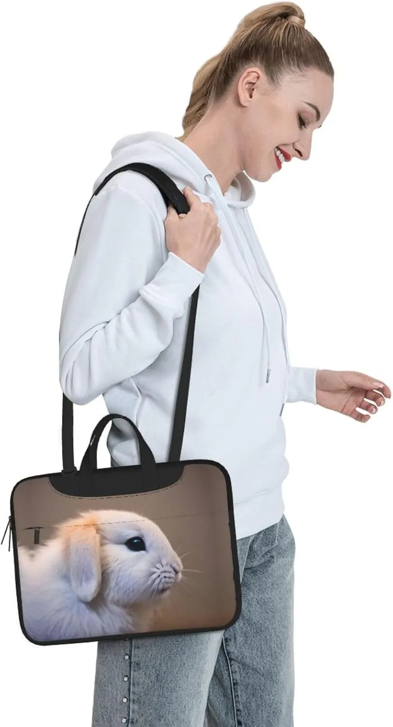 Cry Rabbit Print Notebook Computer Protective Carrying Cover With Pocket,13 Inch Laptop Shoulder Bag