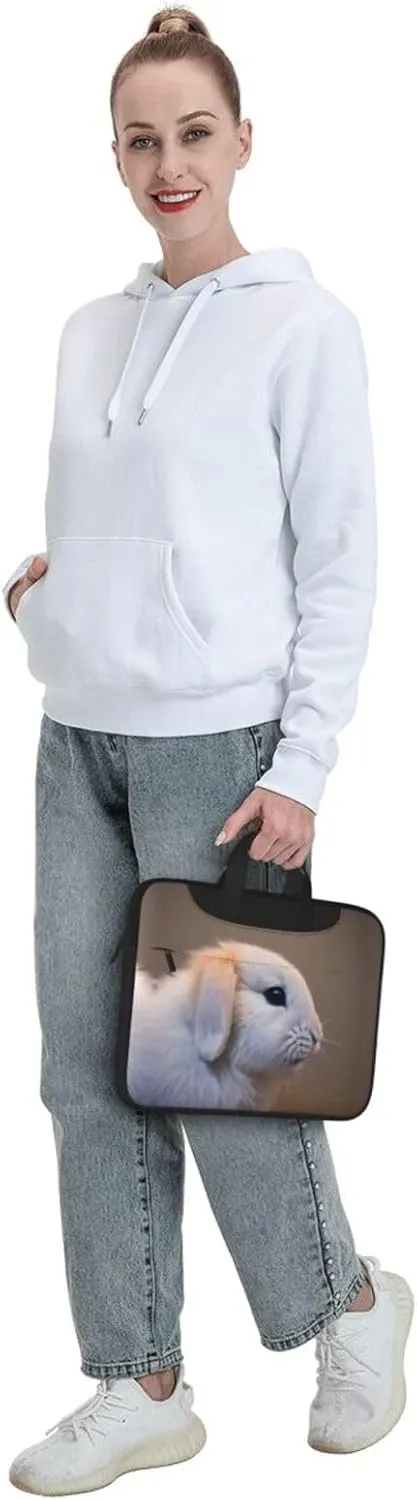 Cry Rabbit Print Notebook Computer Protective Carrying Cover With Pocket,13 Inch Laptop Shoulder Bag