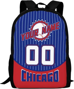 Custom Chicago C Backpack for Boy Girl Personalized Name Number High Capacity School Backpacks Laptop Bag Casual Travel Backpack Men Women