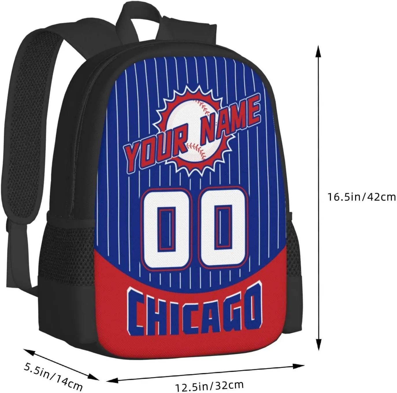 Custom Chicago C Backpack for Boy Girl Personalized Name Number High Capacity School Backpacks Laptop Bag Casual Travel Backpack Men Women