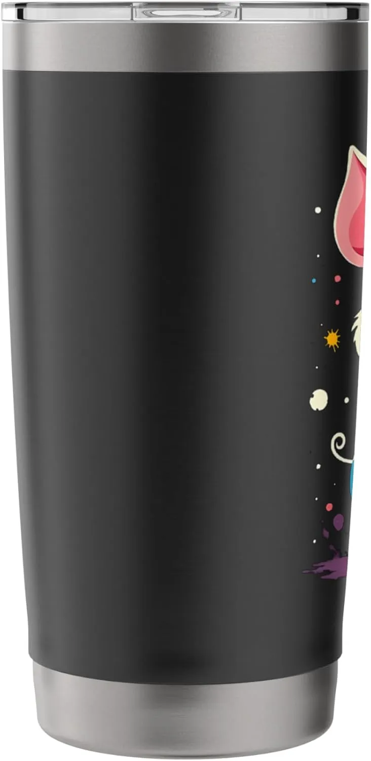 Cute Cartoon Pig with Colorful Paint Splashes Stainless Steel Insulated Tumbler