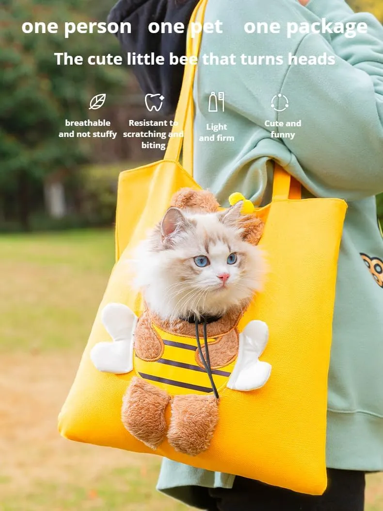 Cute Little Animal Shape Canvas Going Out cat Bag Dog Bag can Outcrop can Stretch The Shoulder Bag pet Bag (Blue)