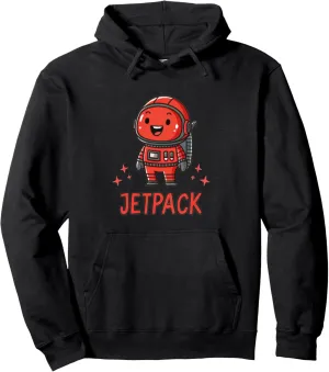 Cute Red Astronaut Cartoon Character Jetpack Pullover Hoodie