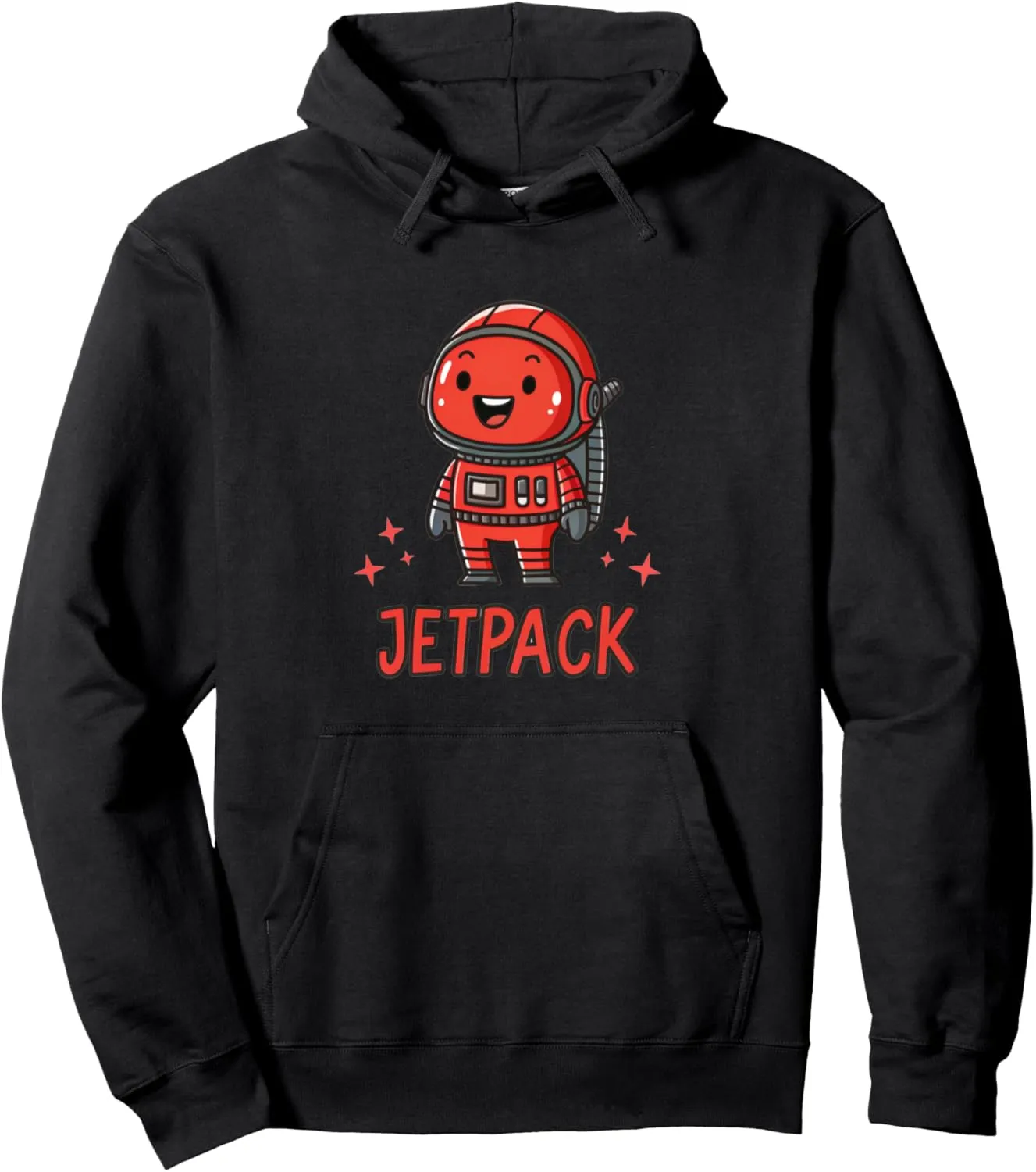 Cute Red Astronaut Cartoon Character Jetpack Pullover Hoodie