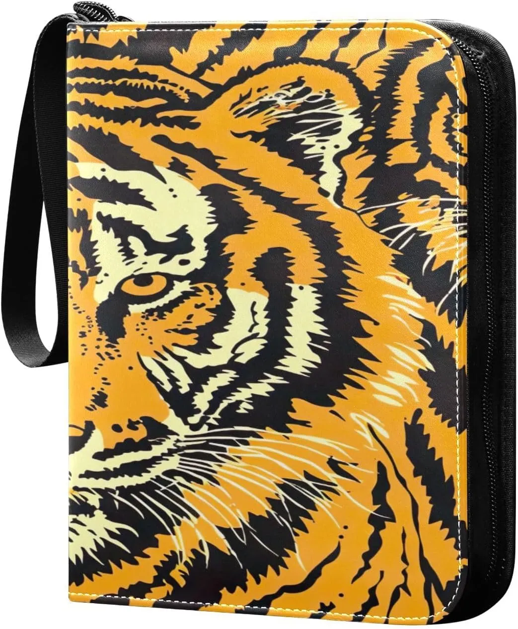 Cute Tigers Collectible Trading Card Albums,4-Pocket Card Binder with 50 Removable Sleeves with Zipper Game Card Collection Binder Album Holder