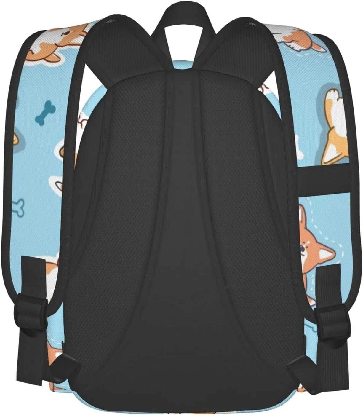 Delerain 17 Inch Backpack Corgi Dog Blue Laptop Backpack School Bookbag Shoulder Bag Casual Daypack For School/Camping/Hiking/Picnic/Beach/Travel