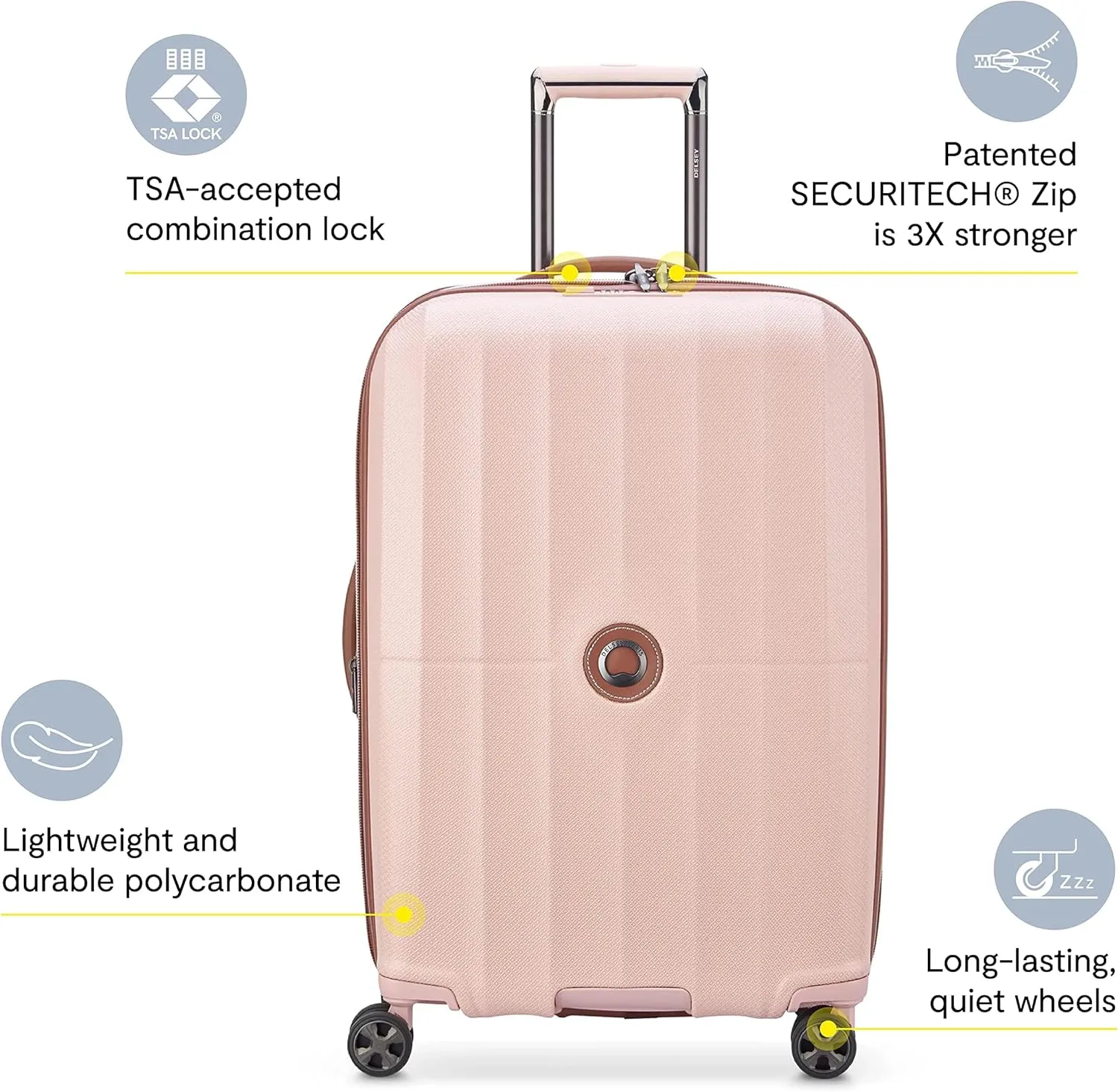 DELSEY PARIS Carrousel Hardside Expandable Luggage with Spinner Wheels, Graphite, Checked-Large 28 Inch