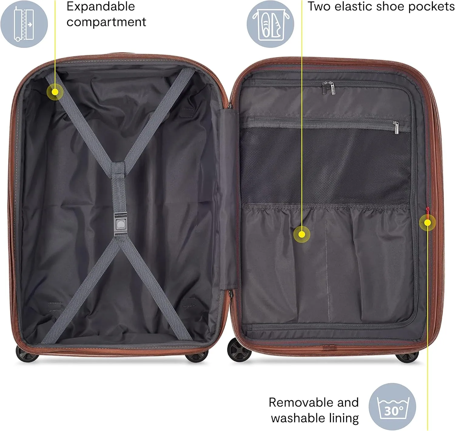DELSEY PARIS Carrousel Hardside Expandable Luggage with Spinner Wheels, Graphite, Checked-Large 28 Inch