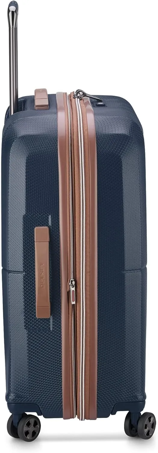 DELSEY PARIS Carrousel Hardside Expandable Luggage with Spinner Wheels, Navy, Checked-Medium 24 Inch