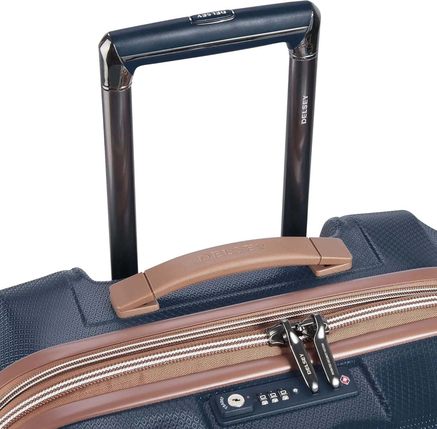DELSEY PARIS Carrousel Hardside Expandable Luggage with Spinner Wheels, Navy, Checked-Medium 24 Inch