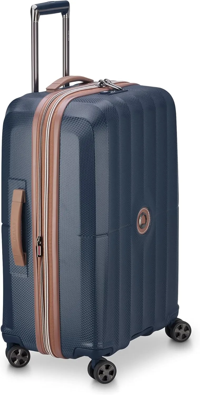 DELSEY PARIS Carrousel Hardside Expandable Luggage with Spinner Wheels, Navy, Checked-Medium 24 Inch