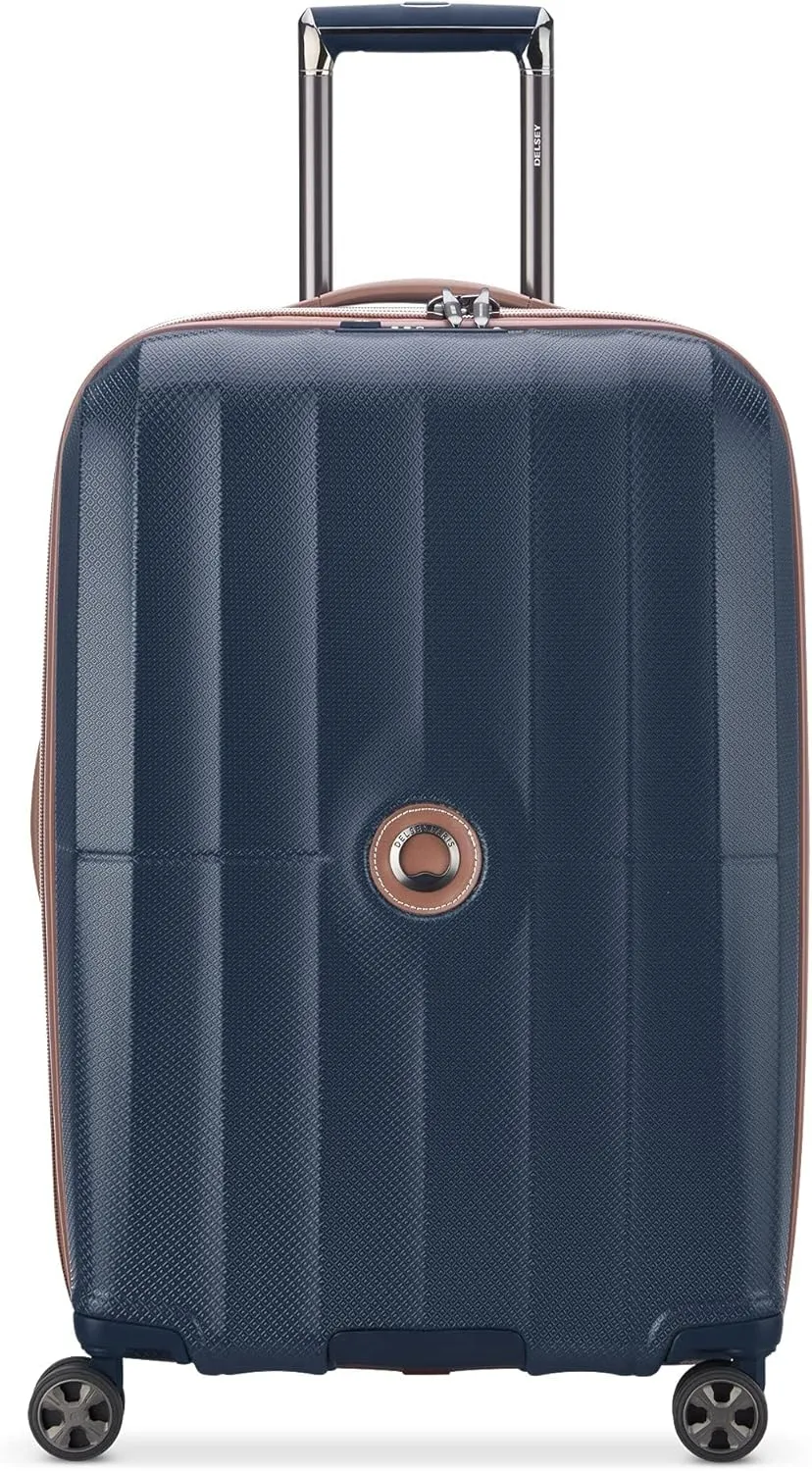 DELSEY PARIS Carrousel Hardside Expandable Luggage with Spinner Wheels, Navy, Checked-Medium 24 Inch