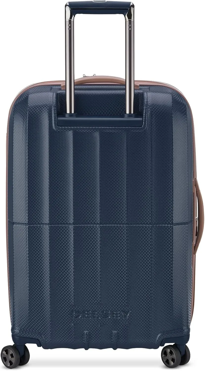 DELSEY PARIS Carrousel Hardside Expandable Luggage with Spinner Wheels, Navy, Checked-Medium 24 Inch