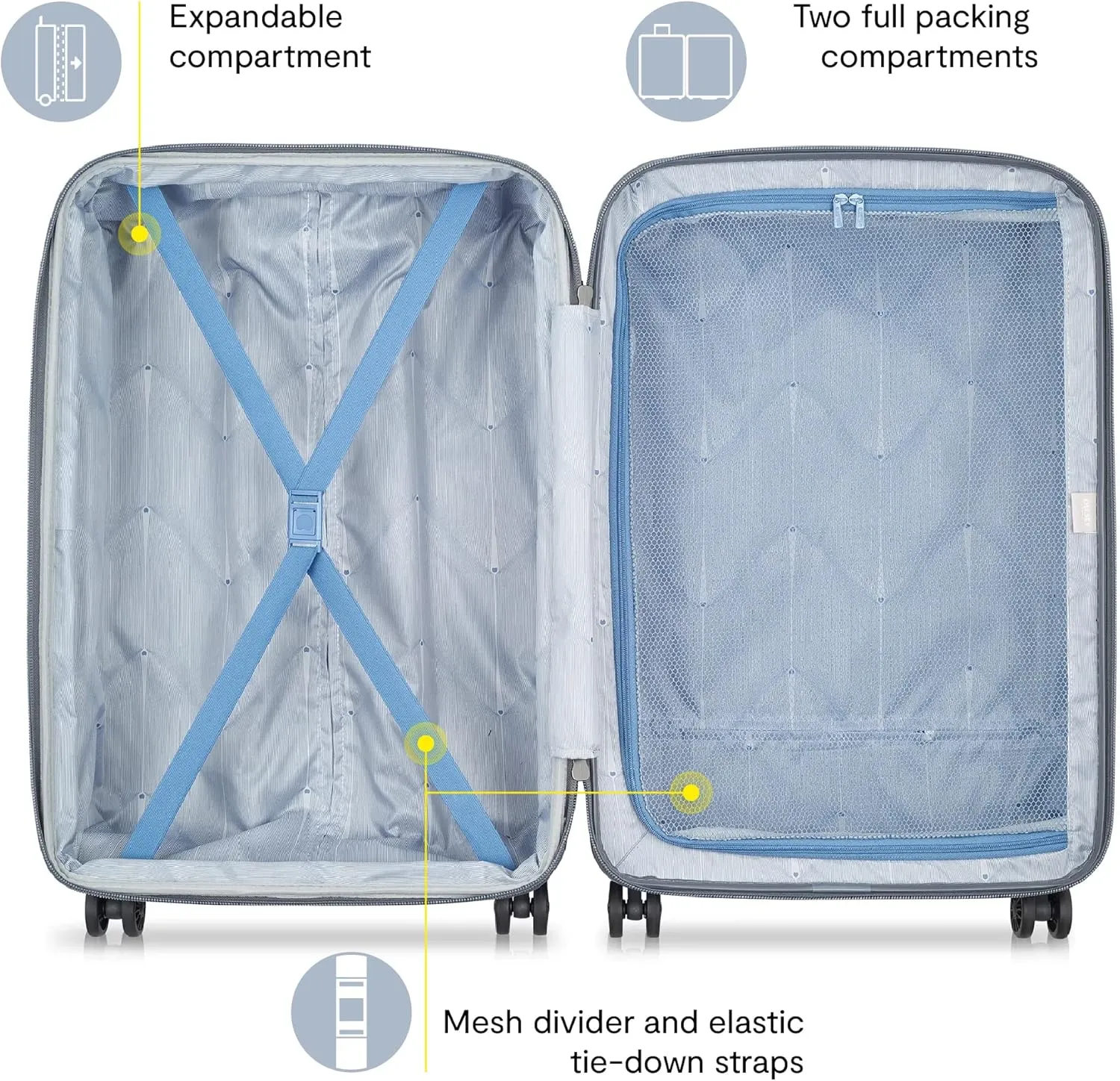 DELSEY PARIS Comete 3.0 Hardside Expandable Luggage with Spinner Wheels, Lavender, Carry-on 20 Inch