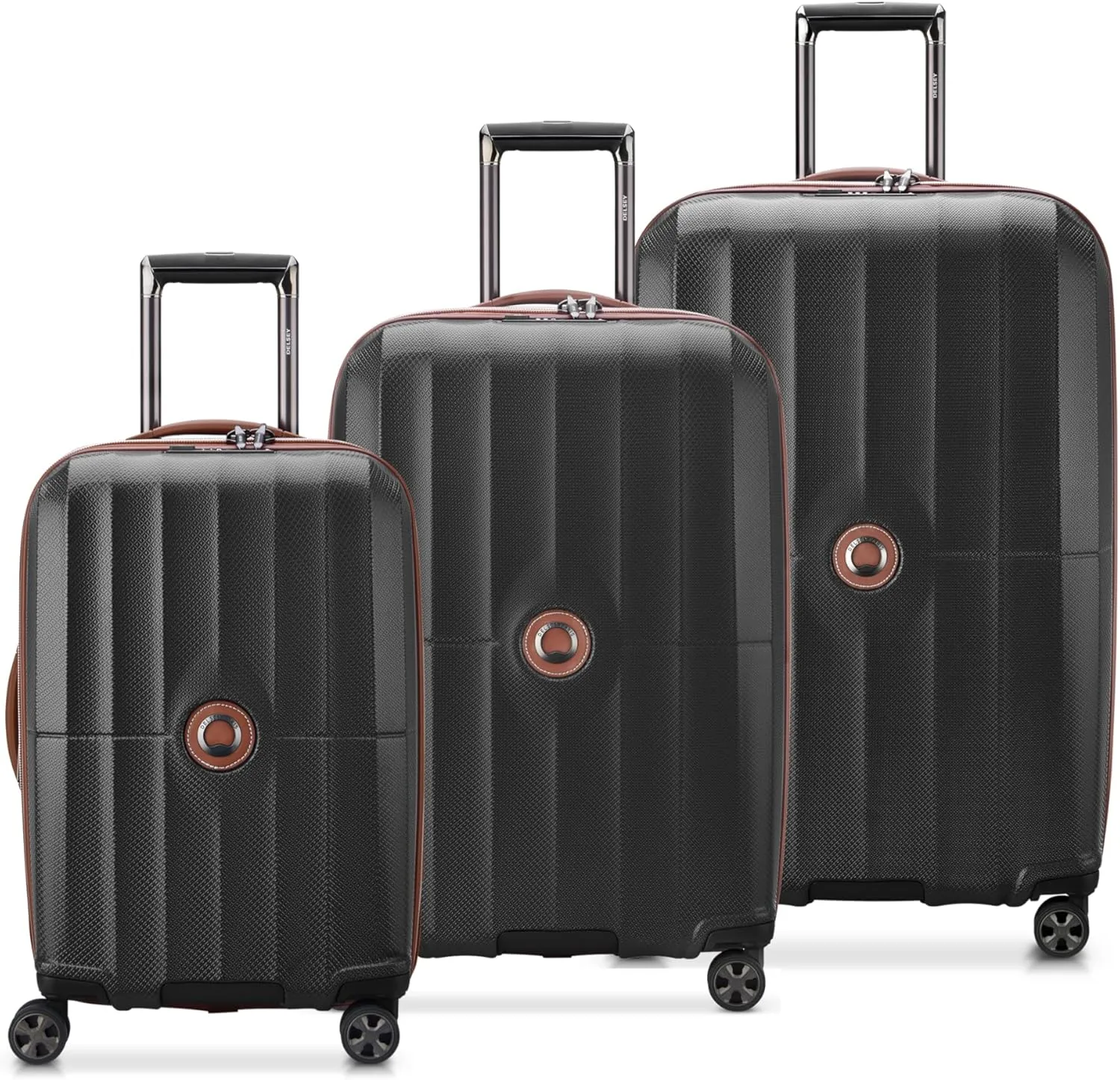 DELSEY PARIS St. Tropez Hardside Expandable Luggage with Spinner Wheels, Black, 3 Piece Set (21/24/28)