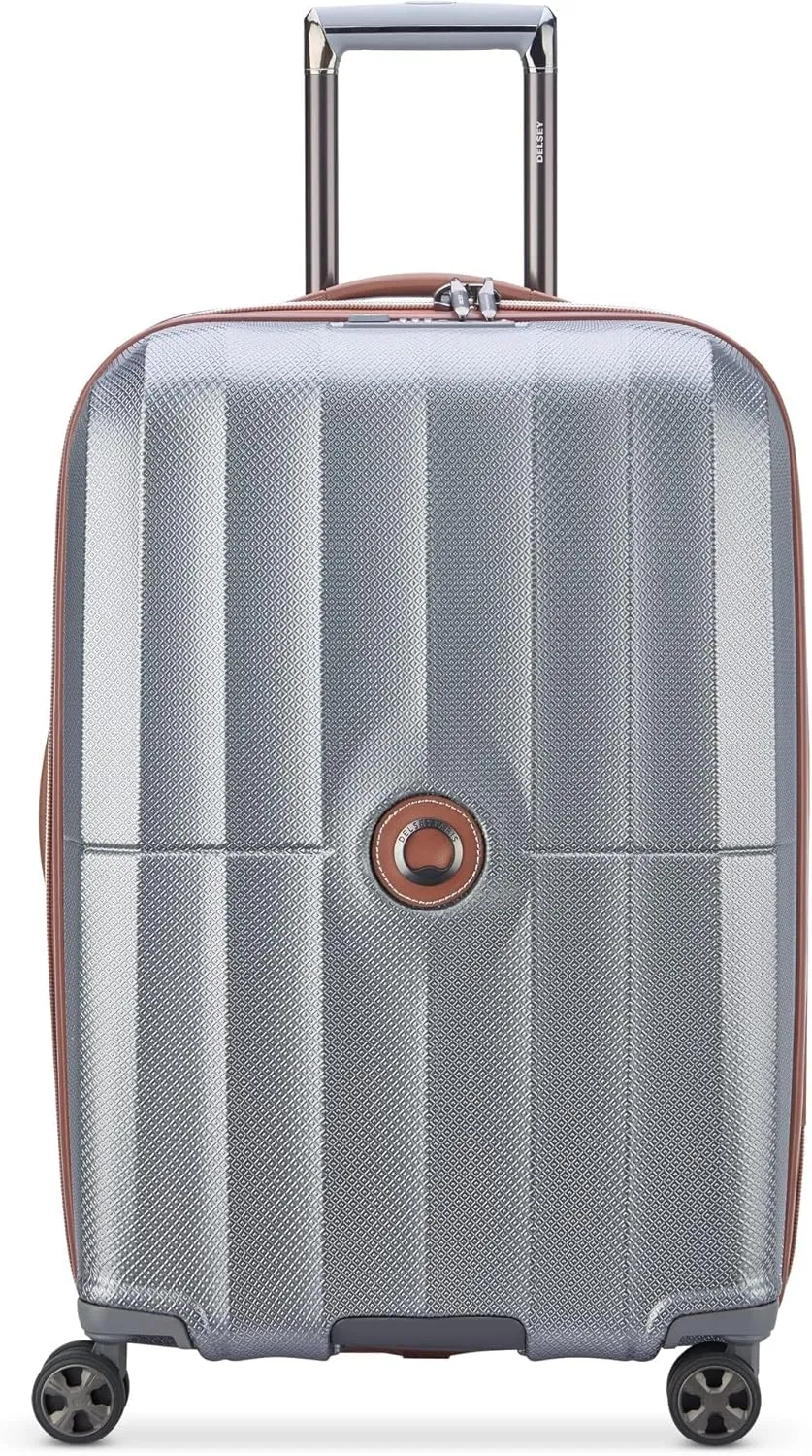 DELSEY PARIS St. Tropez Hardside Expandable Luggage with Spinner Wheels, Graphite, Checked-Medium 24 Inch
