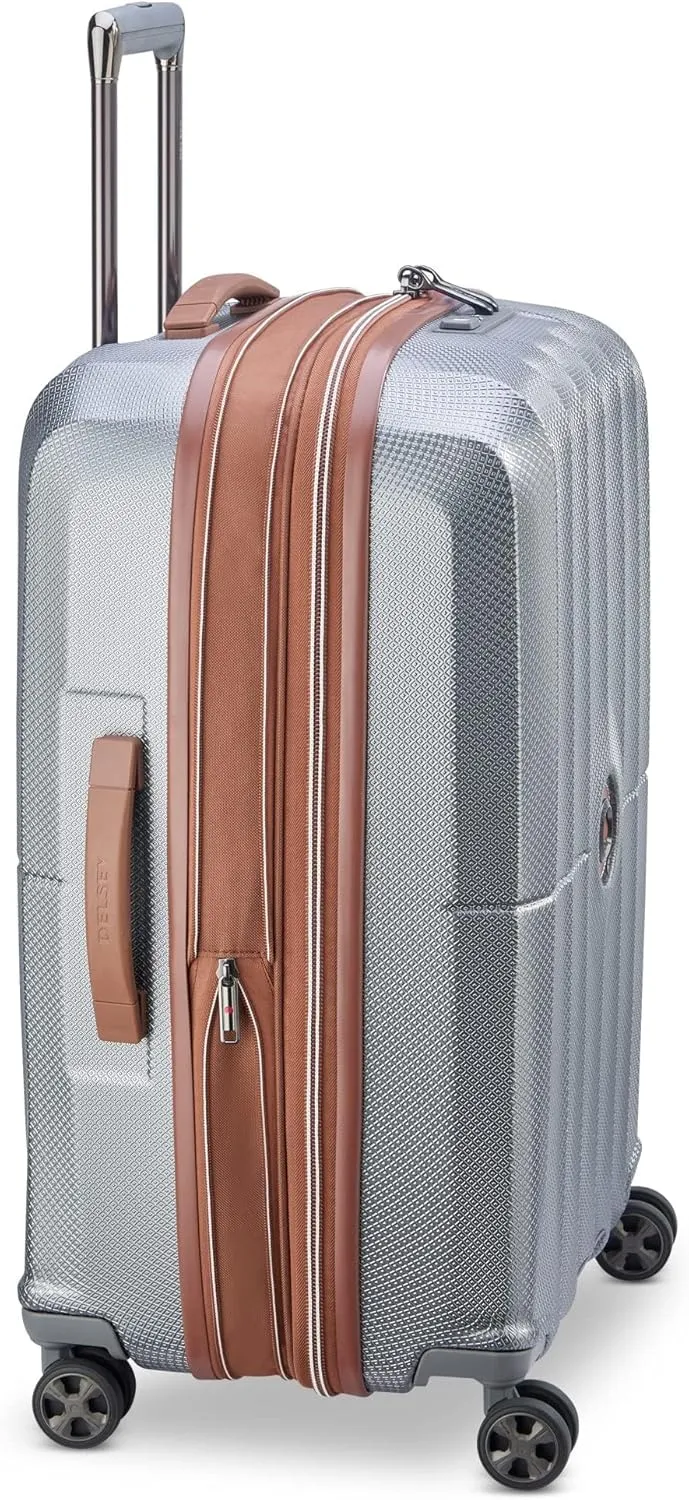 DELSEY PARIS St. Tropez Hardside Expandable Luggage with Spinner Wheels, Graphite, Checked-Medium 24 Inch
