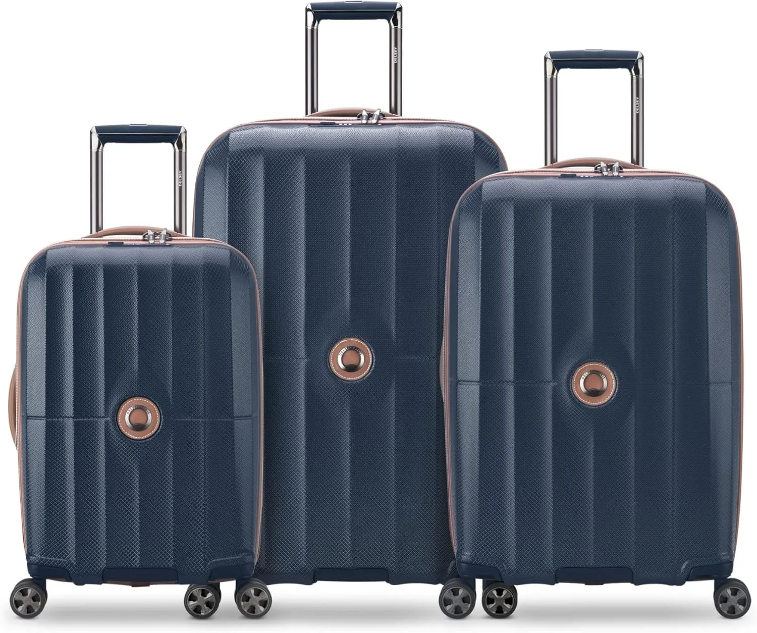 DELSEY PARIS St. Tropez Hardside Expandable Luggage with Spinner Wheels, Navy, 3 Piece Set (21/24/28)