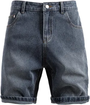 Denim Shorts for Men Knee Length Half Pants Summer Skinny Jeans Casual Chino Shorts Classic Roll Up Short Pants Bottoms