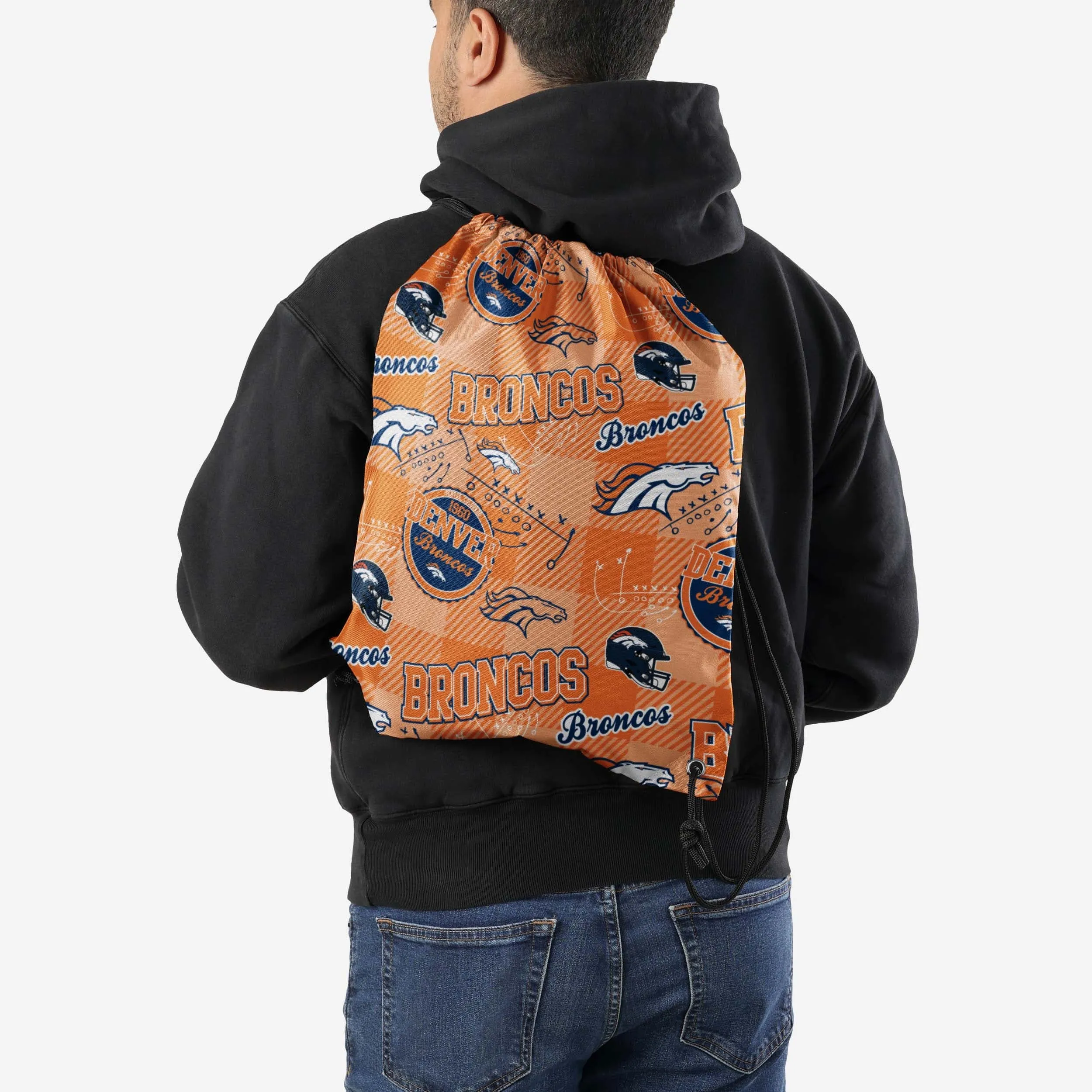 Denver Broncos Thematic Repeat Print Drawstring Backpack