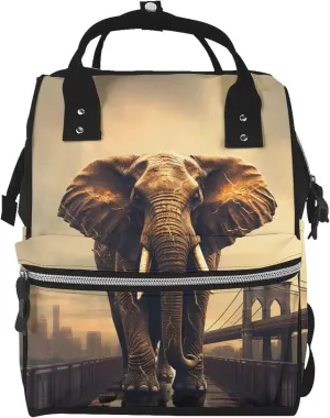 Diaper Bag Backpack Elephant On A Bridge Nappy Backpack Maternity Baby Nappy Bag Changing Bags for Travel