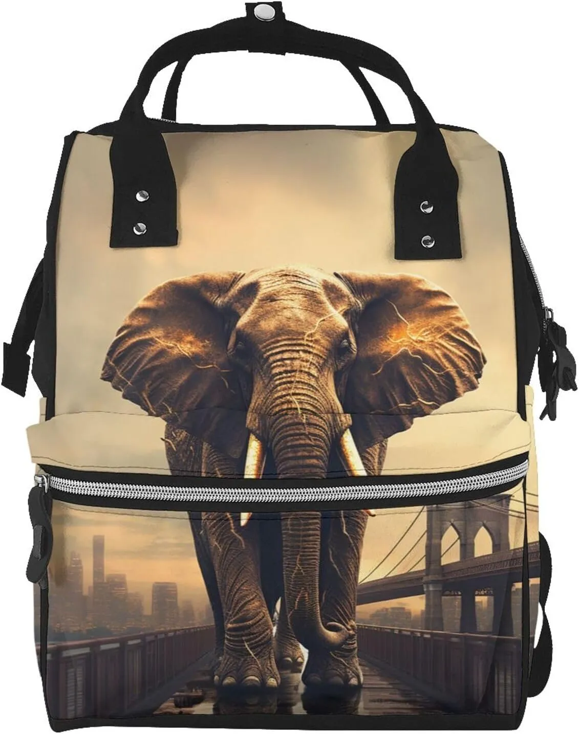 Diaper Bag Backpack Elephant On A Bridge Nappy Backpack Maternity Baby Nappy Bag Changing Bags for Travel