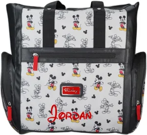 Diaper Bag - Personalized Mickey Mouse - Officially Licensed - Cartoon Print Multi Pocket Shoulder Diaper Bag Gift Set