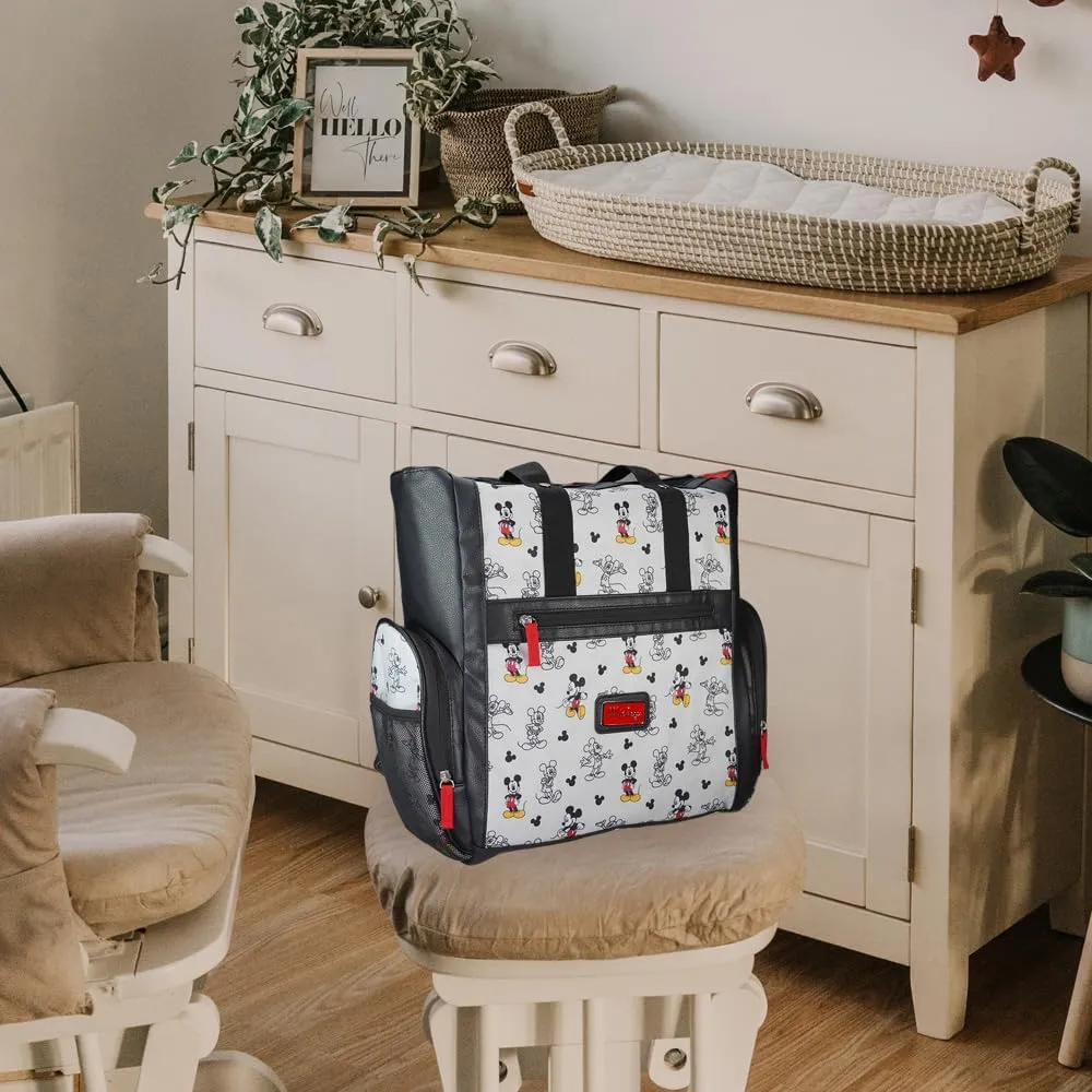 Diaper Bag - Personalized Mickey Mouse - Officially Licensed - Cartoon Print Multi Pocket Shoulder Diaper Bag Gift Set
