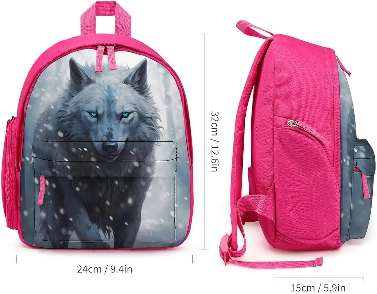 Dire Wolf with Deep Eye Cute Backpack Small Daily Daypack Travel Shoulder Bag with Adjustable Strap Graphic Print