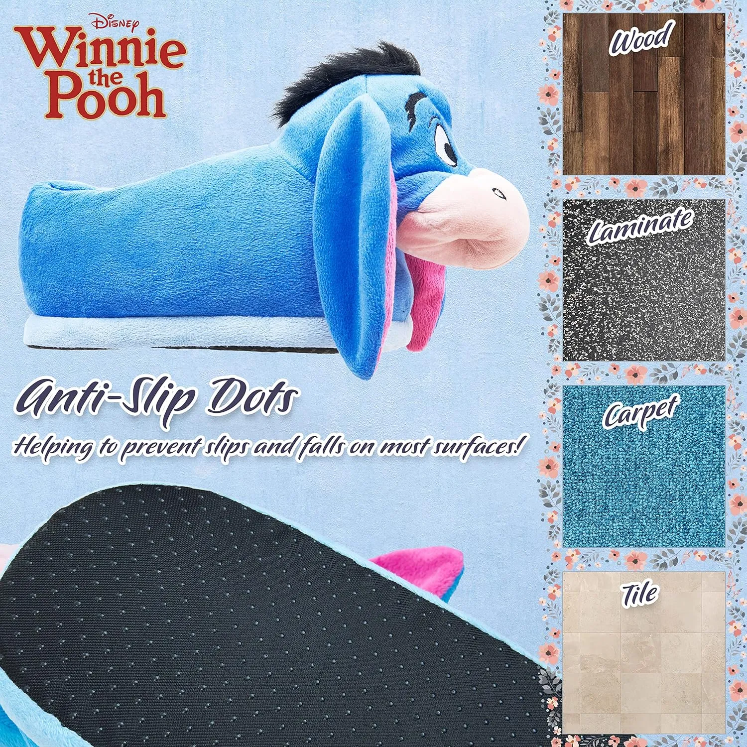 Disney Official 3D Eeyore Slippers, Winnie the Pooh Collection, Fleece Cartoon Slippers, Cute Gifts for Women