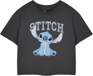 Disney Stitch Womens Cropped Top Short Sleeve Graphic Tee Apparel | Lilo & Stitch Movie Merchandise Gift for Adults & Teens