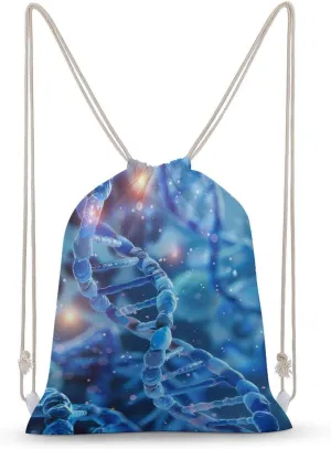 DNA Cell Scientific Drawstring Backpack Lightweight Sports Gym Bag String Bag for Men Women 35x50cm
