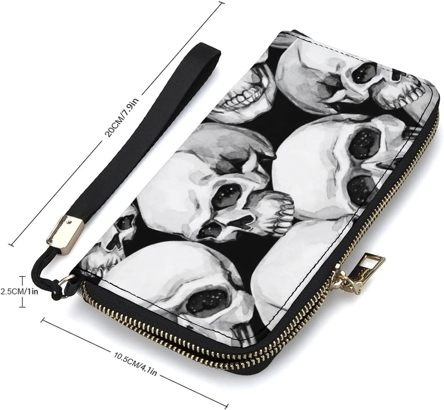Donnapink Long Clutch Wallet, Long Handbag with Wristlet Strap, PU Leather Zip Purse