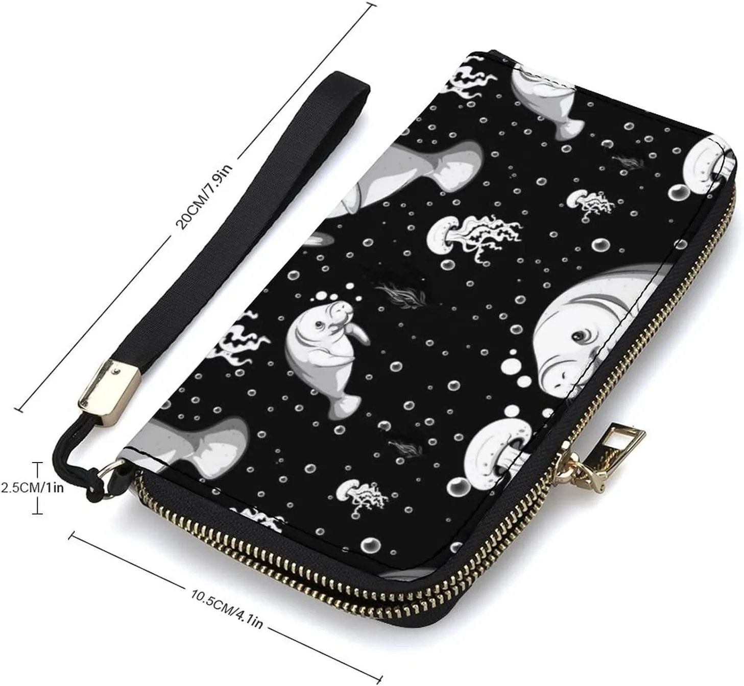 Donnapink Long Clutch Wallet, Long Handbag with Wristlet Strap, PU Leather Zip Purse