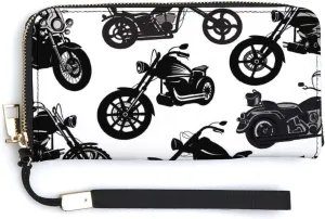 Donnapink Long Clutch Wallet, Long Handbag with Wristlet Strap, PU Leather Zip Purse