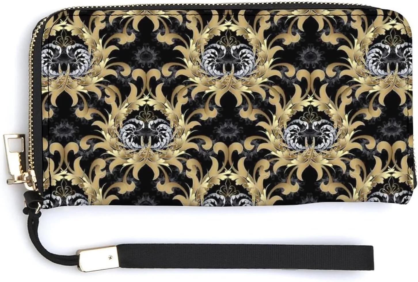 Donnapink Long Clutch Wallet, Long Handbag with Wristlet Strap, PU Leather Zip Purse