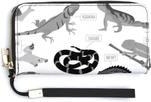 Donnapink Long Clutch Wallet, Long Handbag with Wristlet Strap, PU Leather Zip Purse